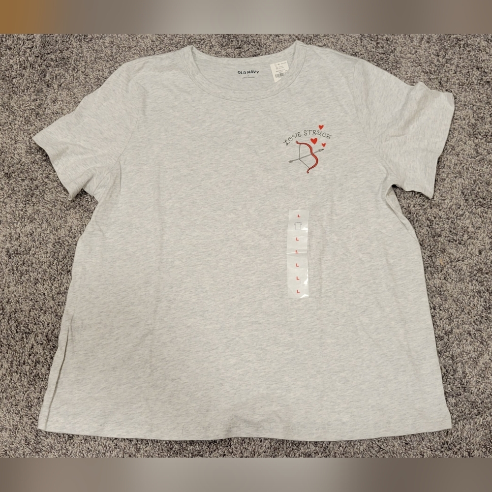 🎃Old Navy Lovestruck Gray Tee Size L